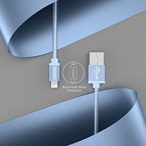 Energizer Iphone Charger Lightning Cable 6Ft Mfi Fast Charging Sync & Charge Apple Smartphone Cord, Swiss Blue Nylon Braided 6 Feet #TOP2