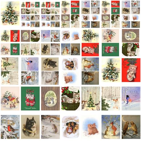 Papier à découper Noël vintage de qualité supérieure avec motifs de chatons - 5
