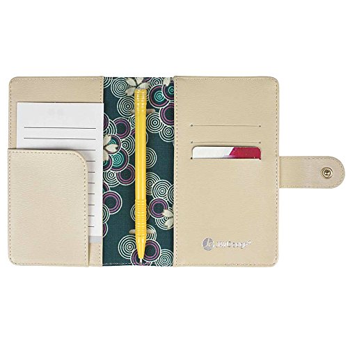 Javoedge Blue Cherry Blossom Printed Fabric Rfid Blocking Passport Case With Pen Holder And 2 Matching Luggage Tags #TOP4