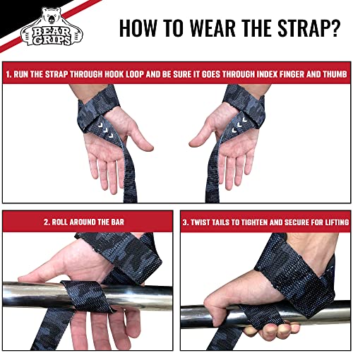Bear Grips Lifting Straps For Weightlifting - Wrist Straps For Weightlifting, Gym Straps, Deadlift Straps For Weight Lifting Support, Strength Training And Powerlifting Accessories #TOP3