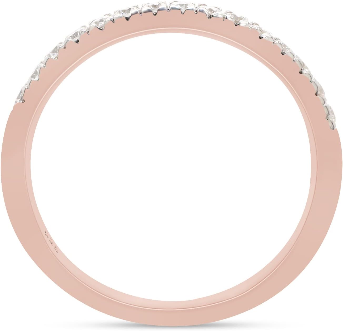 SAVEARTH DIAMONDS 1/4 cttw Round Cut Lab Created Moissanite Diamond Half Eternity Wedding Band Ring For Women In 14K Gold Over Sterling Silver (VVS1 Clarity, 0.25 Cttw)