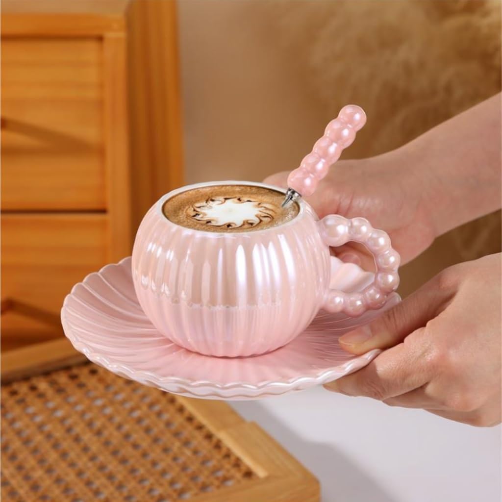 Kaffeetasse, Kaffeetasse, leichtes Luxus-Europa-Tasse- und Untertassen-Set, Keramik-Teetasse, Kaffee-Set, Tee-Set(C)