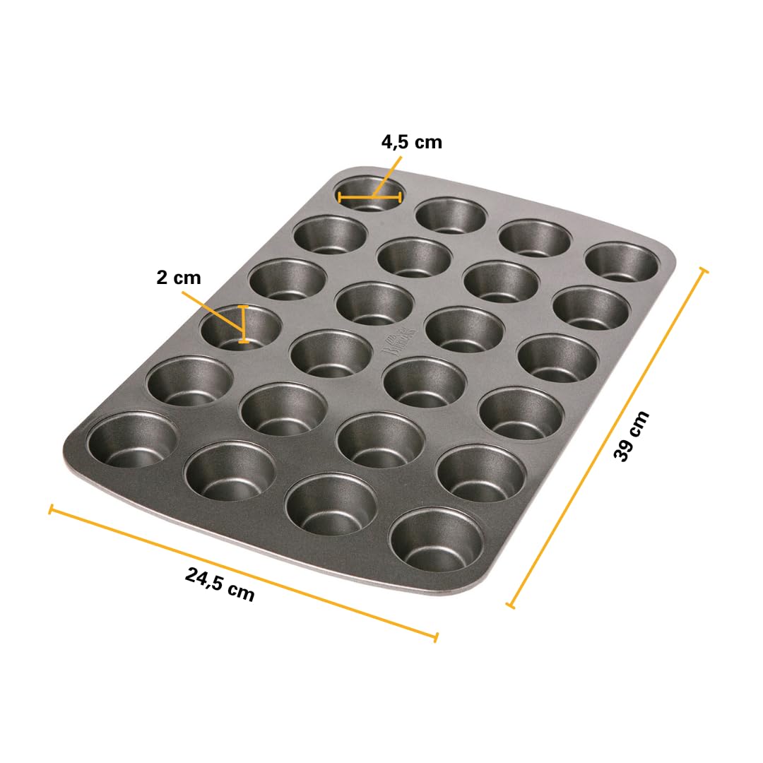 Birkmann Easy Baking 881112 Stampo per 24 Mini Muffin, Metallo, Grigio