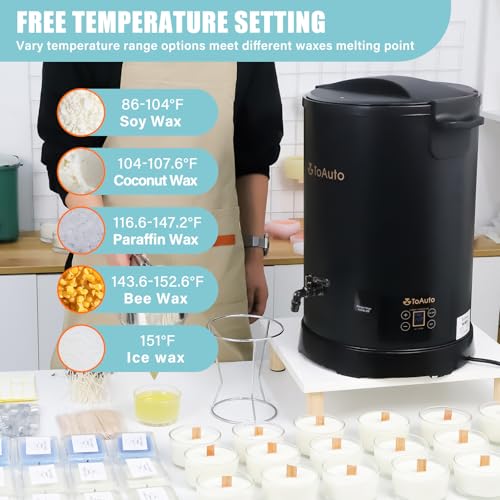 TOAUTO 30Lbs Digital Commercial Wax Melter for Candle Making Large Electric Wax Melting Pot for Candle Making Business with Temperature Control & Quick Pour Spout AC120V / 1100W - Image 3