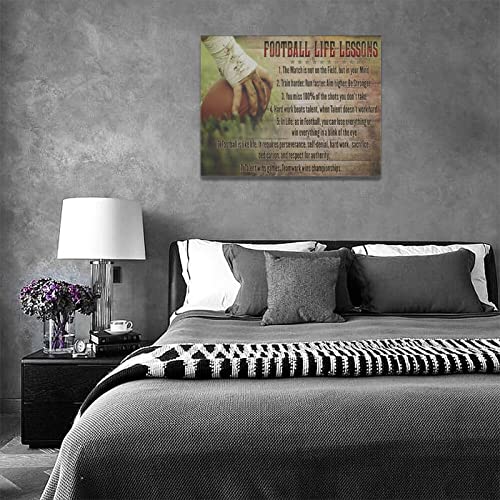 Football Life Lessons Wall Art Pictures Wall Decor Gifts For Football Player Boy Man Football Fan Vintage Football Sports Canvas Painting Print Artwork Framed For Classroom Boy Room Gym Office 12"X16" #TOP5