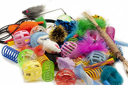 Image of Fashion's Talk Cat Toys 50 Pcs for Indoor Cats,Interactive Door Hanging Mice Feather Toy Cat Spring Toy Cat Wand Catnip Crinkle Balls Silvervine Stick
