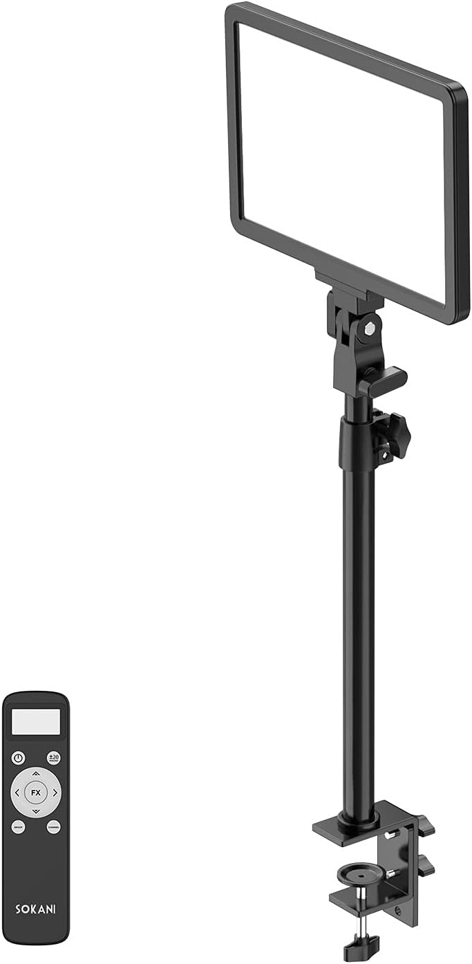 SokaniP25 Key Light, Professional Studio 12.6" 2500 Lumens 25W LED Panel Video Light, Color Adjustable, Remote Controller, Light for Streaming, Record Videos, Zoom Meetings, Metal Desk Mount Stand