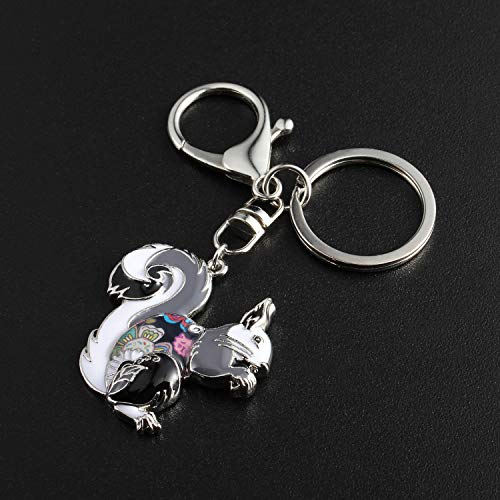 Altkeyui Cute Squirrel Keychain For Women Unique Enamel Jewelry Animal Keyring Holiday Gift (Black) #TOP2