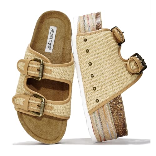 Project Cloud Platform Sandals Women Footwear - Genuine Leather and Durable EVA Sole for Non-Slip and Comfortable Platform - Fashion Summer Sandals for Women 2025 (Oliy)