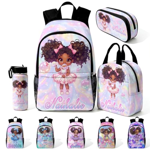 Image of Custom Backpacks for Girls Kids Personalized Backpack Set Back to School | Kid Customized Toddler Girl Backpack with Lunch Bag Book Bag Kindergarten Prek Preschool Daypack Birthday Gifts Little Girl