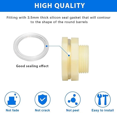Vista 45 de Quickun Adaptador de conector de tanque de agua de mamparo ABS de 1 pulgada con enchufes a granel de montaje de tubería (juego de 4)