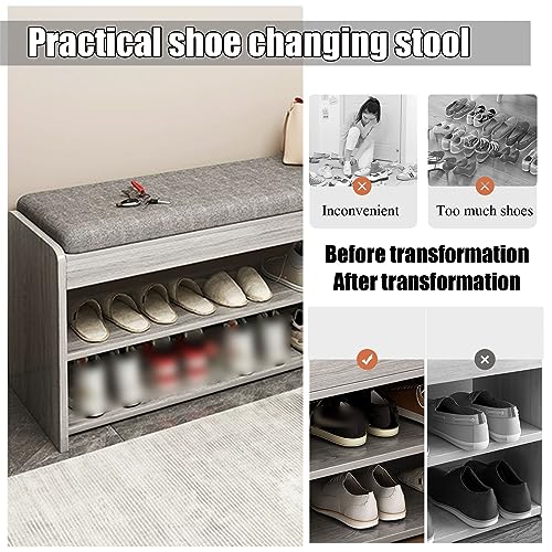 Banc de rangement pour chaussures compact avec portes rabattables - 5