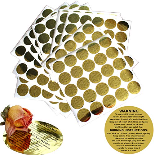 CozYours Candle Warning Labels, 1,5 Inch, 500 pcs, Gold Foil, Stickers for Candle Making