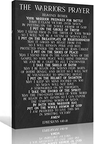 The Warrior Prayer Ephesians 610–18 Wall Art Bible Verse Poster Pictures for Bedroom Rectangular Painting Oil Kitchen Artwork Wall Prints for Bathroom Modern Farmhouse Decorations Picture Canvas Pics (12x18inch(30x45cm),Unframed)