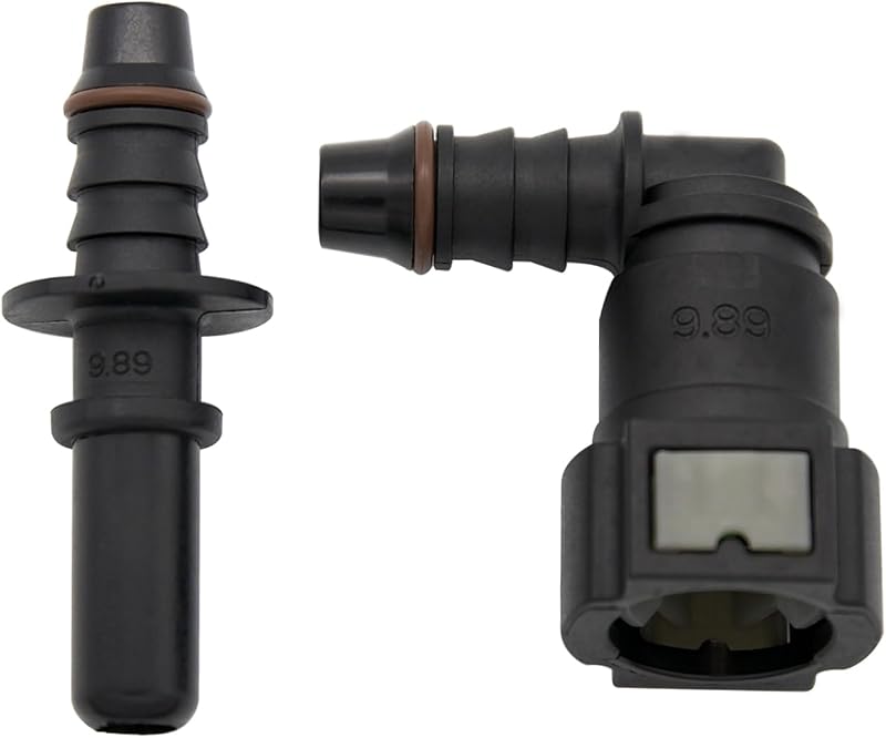 Conector de engate rápido para linha de combustível KRD PERFORMANCE 90° SAE 9,89 mm com espigão 10,5 mm – Kit