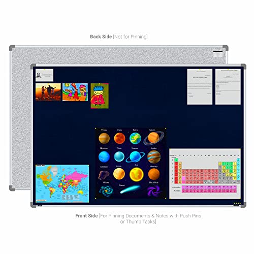Image of Scholar Art Metis 4x6 Feet Fabric Pin-up Notice Board for Office, Home & School | High Strength Velvet Cloth + High Density Soft Board for Pinning Photos, Sticky Notes & Reminders (Dark Blue)