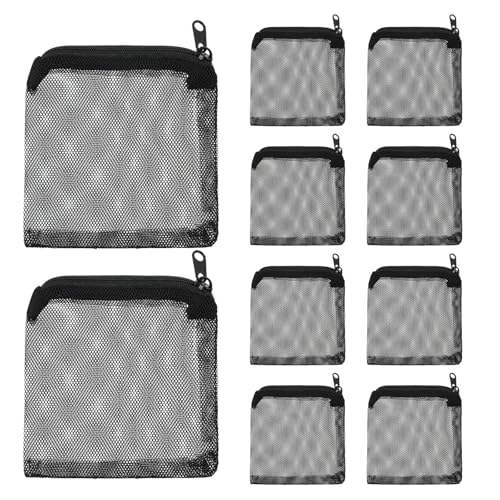 10 Stück Aquarium Filterbeutel, 10 x 10 cm Filtermedienbeutel aus Netzgewebe, Netzfilterbeutel, Fischtank Mesh Filterbeutel mit Reißverschluss Wiederverwendbare Filtersack für Aktivkohle Filtersteine