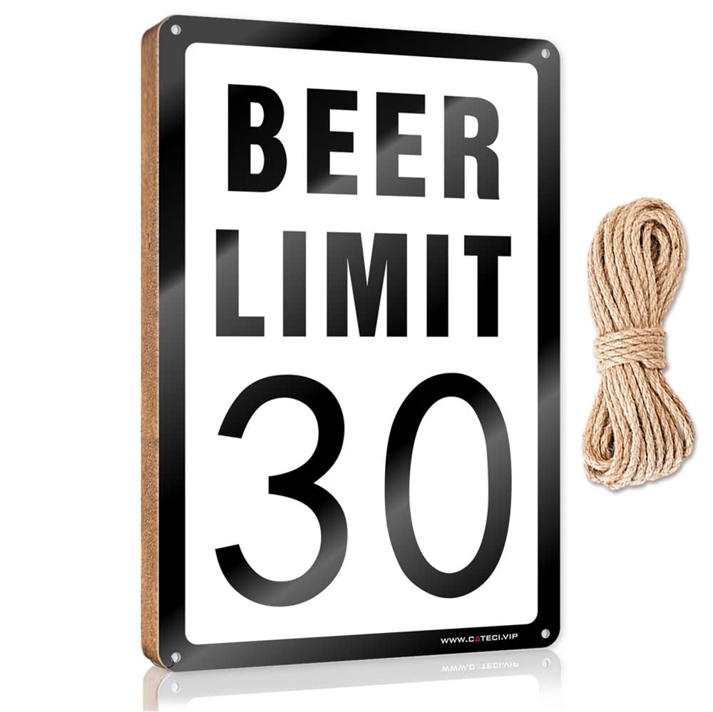 FZFN Funny Wall Decor Signs Beer Limit 30 Wooden Sign Funny Wall Hanging Decor Plaque Gifts For Work Fri(15X28CM)