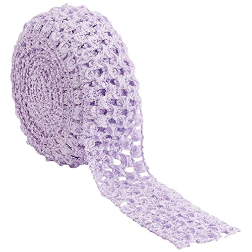 GORGECRAFT 5.5 Yards 1.6" Wide Elastic Crochet Headband Ribbon Polyester Crochet Stretch Trim Fabric for Hair Accessories Tube Top Hair Band Making