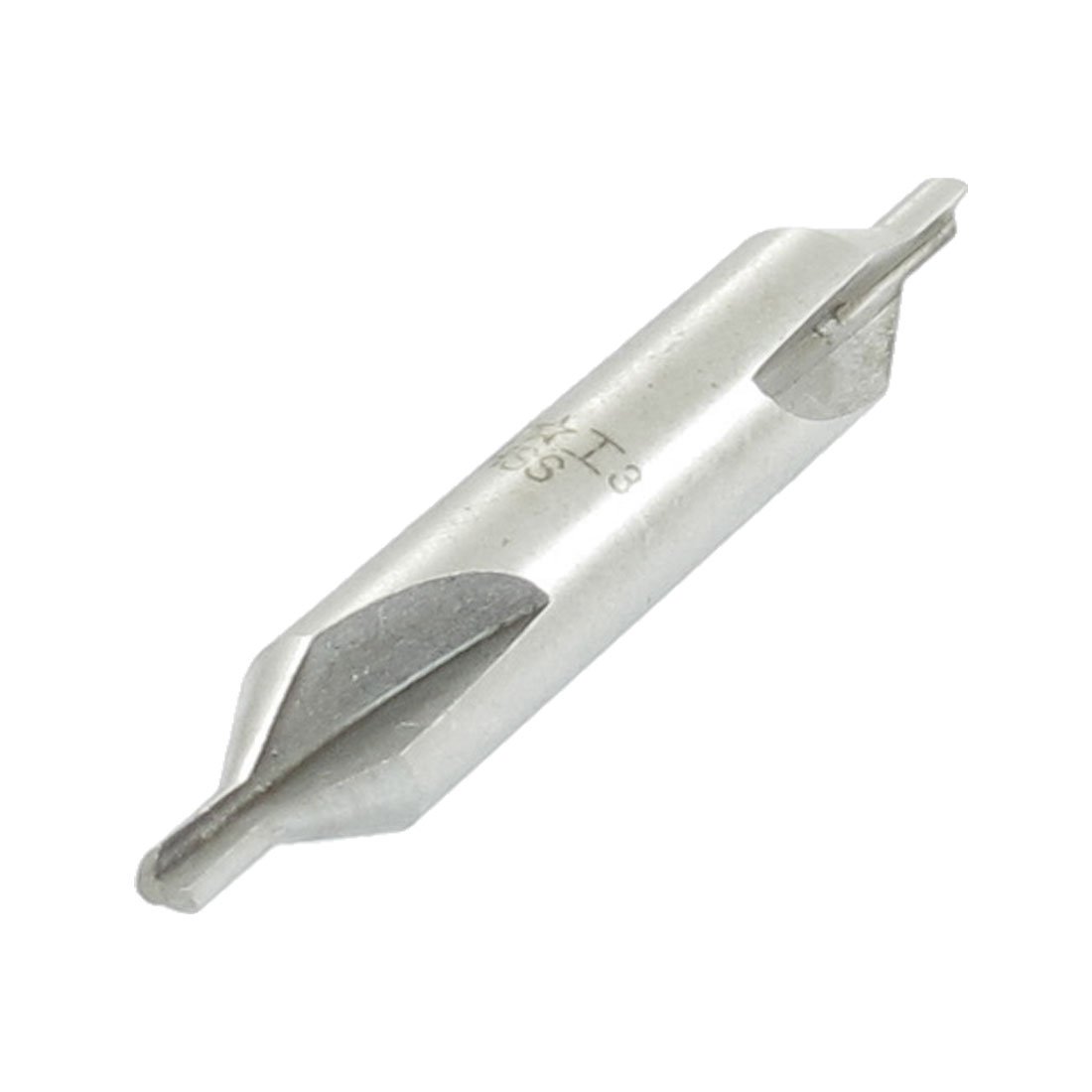 Foret à Centrer HSS Type A Double 3 Mm X 7 Mm X 49 Mm - Outil De Précision Gris