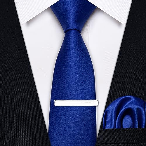 Image of YourTies Skinny Ties for Men Satin 2.4 inch Slim Necktie with Pocket Square Tie Clip Set Solid Color Wedding Party Business