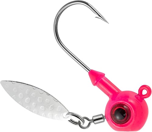 Miniatura 1 de Dr.Fish Paquete de 10 plantillas de pesca Underspin de pie, plantillas redondas, hoja giratoria, plantillas de pesca pintadas Walleye Crappie Jig