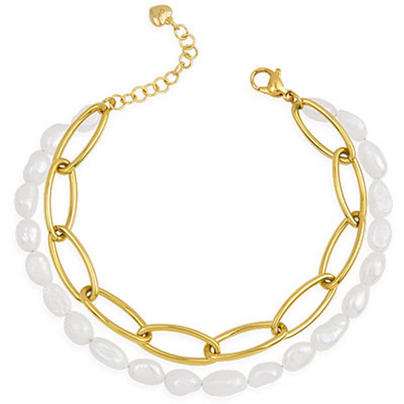 Marca: Ops Objects Ops Objects Bracciale da Donna Collezione Lizzy. Bracciale con Perle Naturali e Catena in Acciaio. Personalizzato con Cuore Ops. La referenza è OPSBR-802