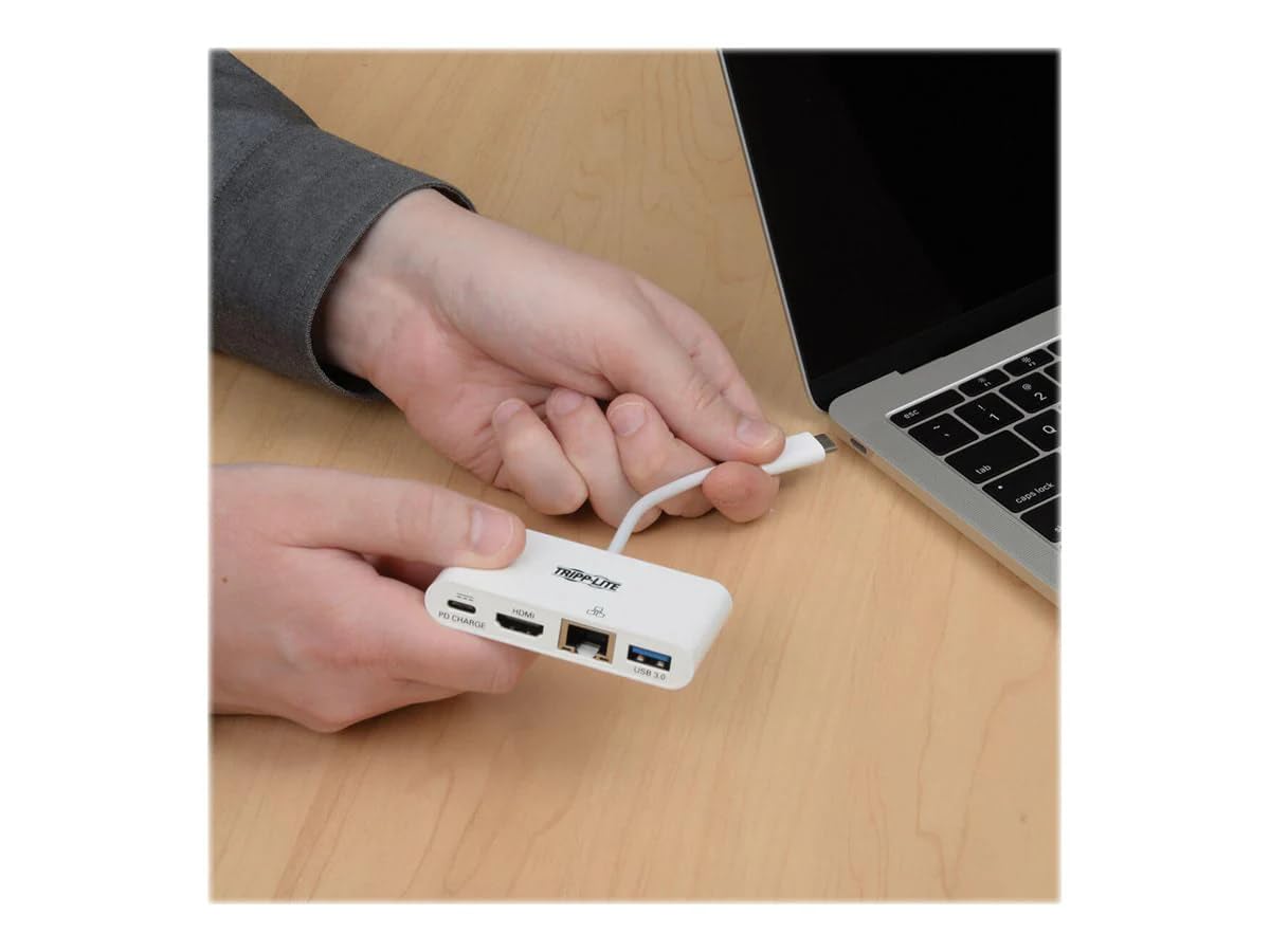 Tripp Lite U444-06N-H4GU-C USB C to HDMI 4K Multiport Adapter USB-A 3 0 Hub USB-C PD Charging Gigabit