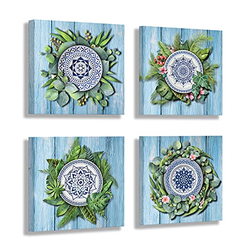 Kitchen Wall Art for Dining Room Wall Decor, Wall-Art, Wall Art for Bedroom Living Room, Modern Wall Art, Kitchen Decorations Wall, Birthday Gifts for Women 14x14 inches each panel, 4 piece set