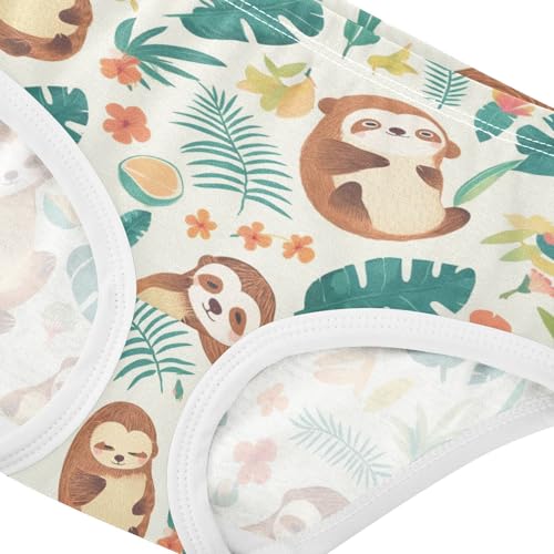 Wusikd Cute Sloth Girls' Underwear Cotton Coconuts Flowers Girls Briefs Soft Toddler Underwear 2T4
