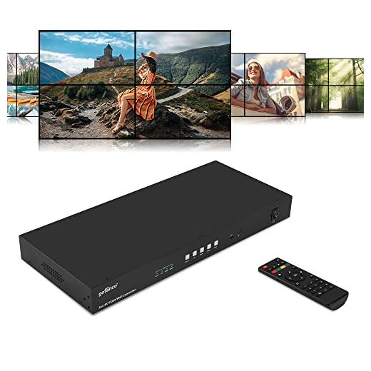 gofanco 2x2 Video Wall Controller and Processor – Up to 4K 30Hz Switchable Inputs (USB-C, DVI, DP, HDMI) - 180º Rotation, Edge Correction, 1U, Audio Extractor - Many Display Modes, Cascade up to 10x10