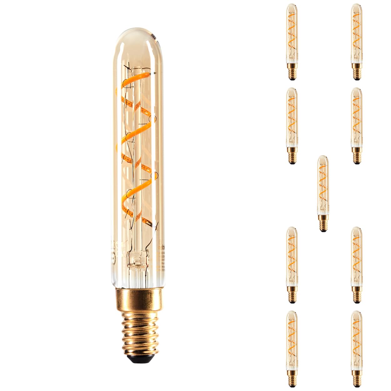 HOFSTEIN E14 LED Warmweiss Glühbirne 10er Set Vintage Glühbirne E14 Leuchtmittel 4W Ersatz Für 25W, Dekorative Längliche Retro Lampe Aus Glas Für Stimmungsvolle Akzentbeleuchtung T25