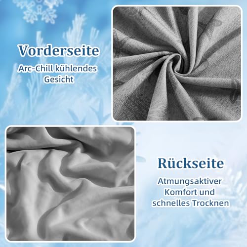 WONGS BEDDING Kühldecke Sommerdecke - mit Japanische Arc-Chill Q-Max 0,43 Kühlfasern, 2 in 1 Selbstkühlende Decke für Menschen zum Reisen Sofa Büro Betten Hause, Grau 150x200 cm