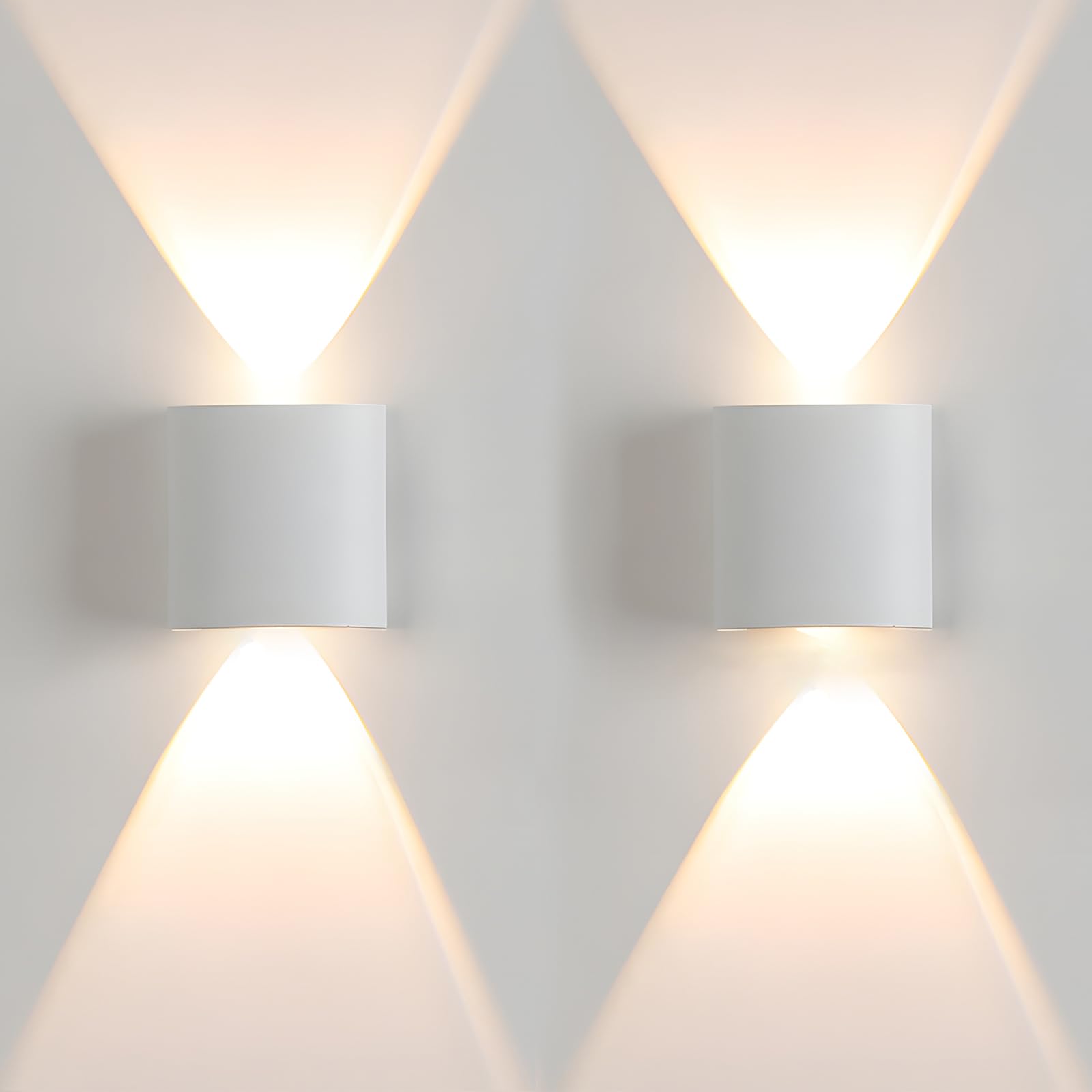 Gebiuhoo Lámpara de Pared Interior 2 Piezas 4W Apliques pared LED Luz Lámpara Moderna Blanco Luz de Aluminio Blanca Cálida 3000K Apliques de Pared Arriba y Abajo para dormitorio Sala de Estar Pasillo