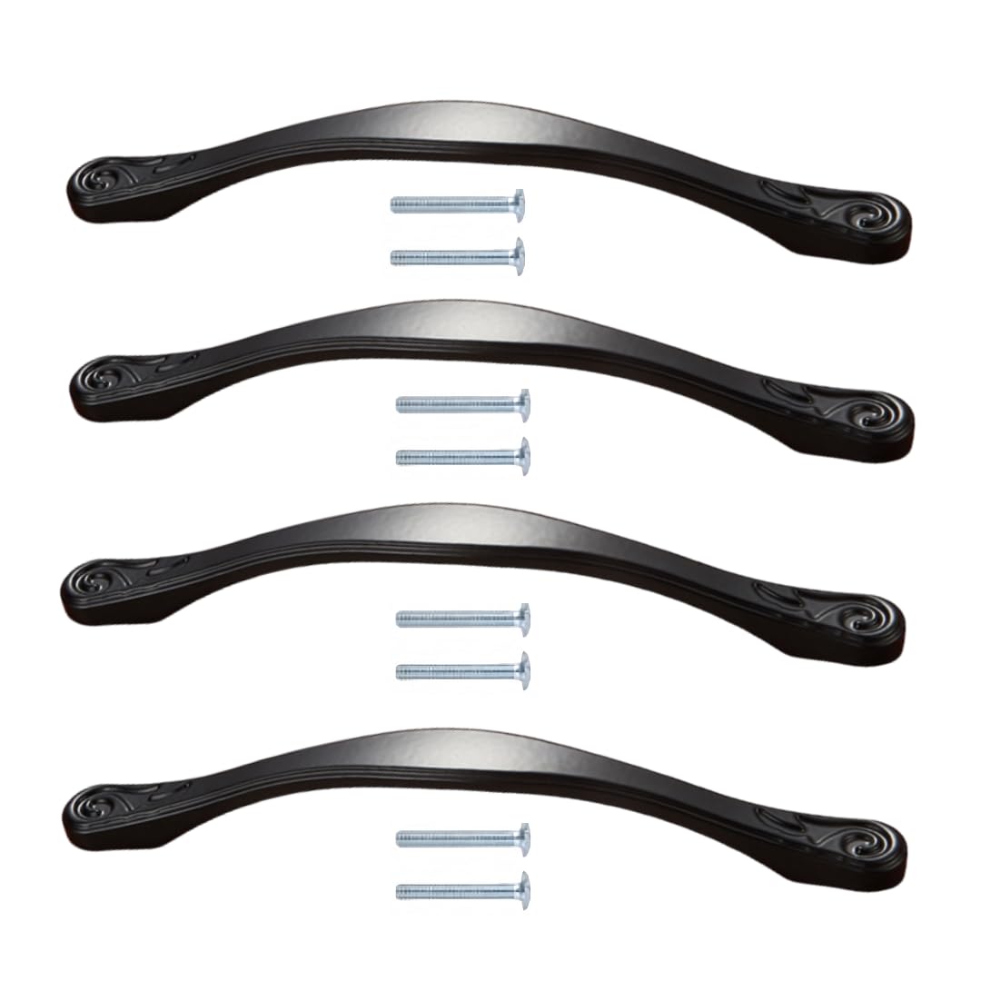 NLQCSXWEP Zinc Alloy Cabinet Bow Handle, Zinc Alloy Cabinet Drawer Furniture Door Handles Black Pack of 4(4041-128mm)