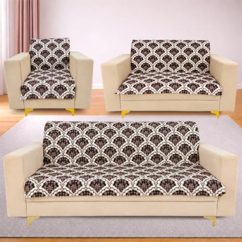 Image of Homerz Premium Printed Quilted Velvet Sofa Slip Cover Protector, Sofa Mat, Exact Size, Antislip Cover (Botanica, 6 (3+2+1) Seater, Full)