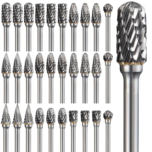 Image of 30Pcs Carbide Burr Set 1 /8 inch Shank Compatible with Dremel Rotary Tool