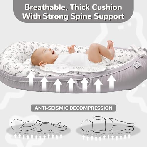 Image of EAQ Baby Lounger, Infant Lounger for Newborn,Portable Baby Nest Cover Breathable & Soft, Newborn Essentials