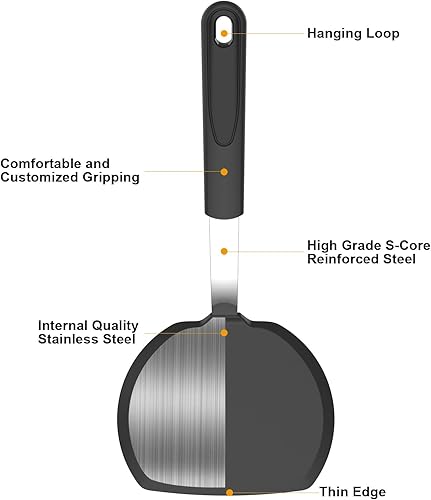 Miniatura 3 de GEEKHOM - Espátulas de silicona para utensilios de cocina antiadherentes, 600 F, resistentes al calor, extra grandes y anchas, espátulas flexibles