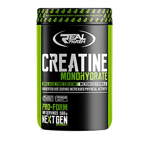 Real Pharm Creatine Monohydrate 1 Pakket x 500g - Hoge biologische beschikbaarheid - Maar liefst 100 porties in het pakket (Orange)