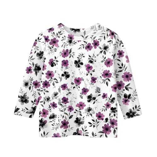 T Shirts for Teen Girls Y2K 3/4 Length Sleeve Clothes Loose Fit Crew Neck Summer Tops Flowy Outfits 5-16 Years3