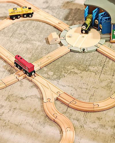 Image of SainSmart Jr. Wooden Train Track 24pcs, Track Expansion Compatible with All Major Brands Toddler Railway Toy Train Set Boys Train Set 3+
