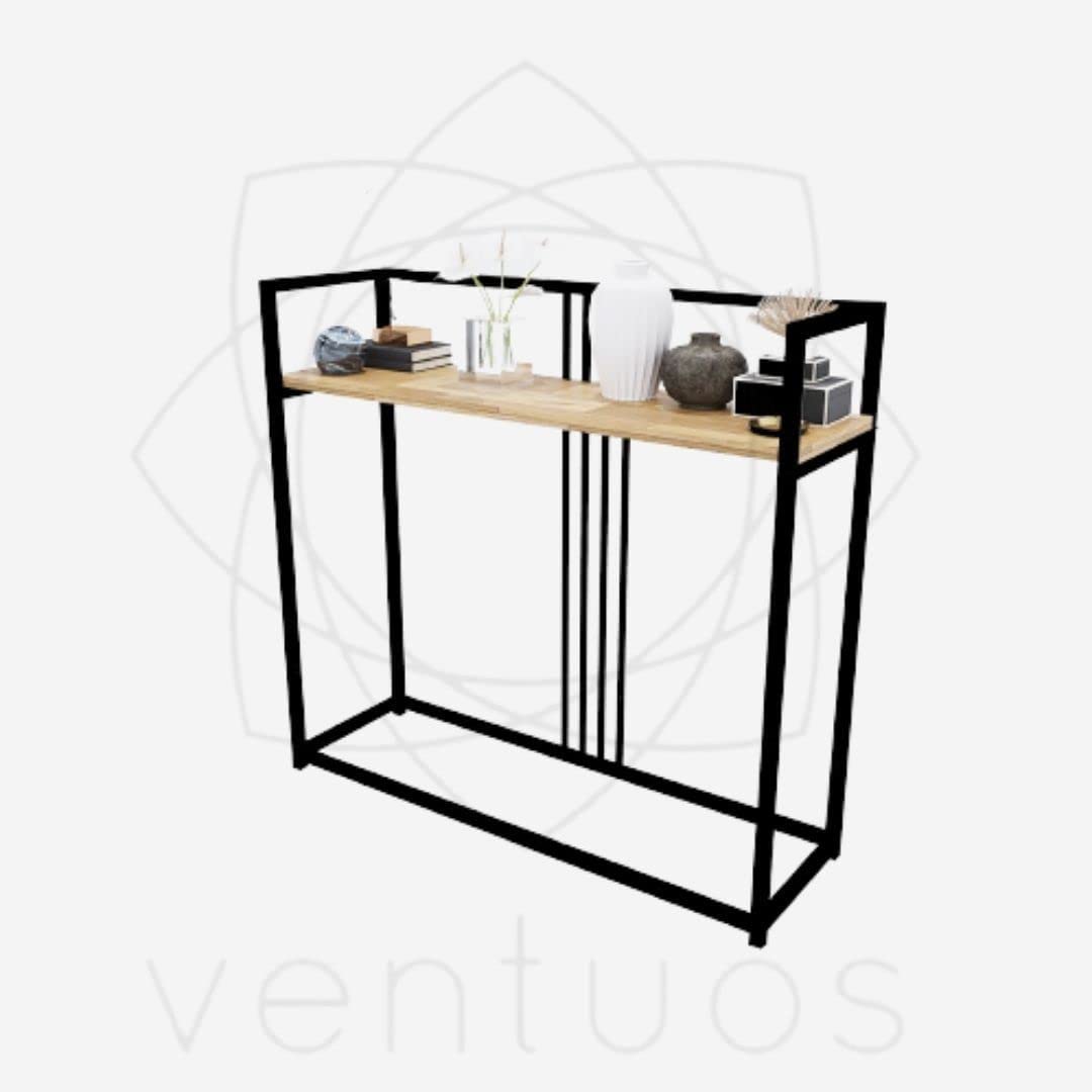 DECORILA Mild Frame Solid Wood Console Table for Living Room Side Table for Bedroom (Black) 4