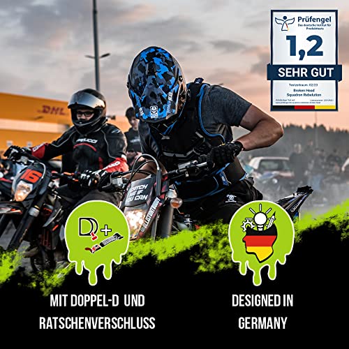Foto von Broken Head Squadron Rebelution Camouflage Blau - MX Motocross-Helm - Quad-Helm - Sumo-Helm (L (59-60 cm))
