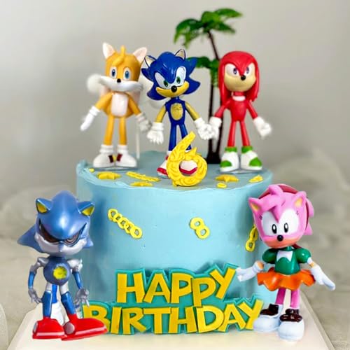 Jofiesu Cartoon Birthday Cake Toppers Cartoon Party Decorations - cake topper cupcake toppers for kid Birthday Party Decorations (blue red)