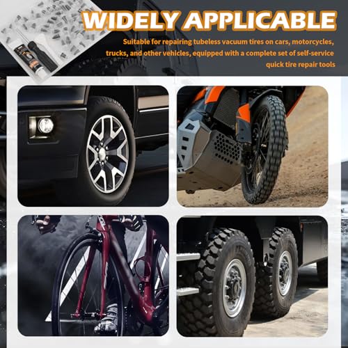 Image of 60PCS Car Tire Repair Rubber Nail Kit,Self-Tapping Tire Plug Kit Includes Tires Repairs Screws /Screwdrivers /Glue,Professional Tires Repair Screws Kits for Cars /Motorcycle