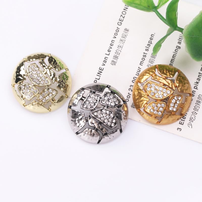 Metalowe guziki do płaszczy, 20 szt. Dekoracja ze strasami Puste okrągłe guziki na ubrania, swetry rozpinane, płaszcze, projekty rękodzielnicze(Light golden,23 mm)