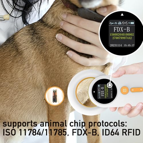 Scanner de microchip para animais de estimação, leitor de microchip recarregável para cães, leitor d