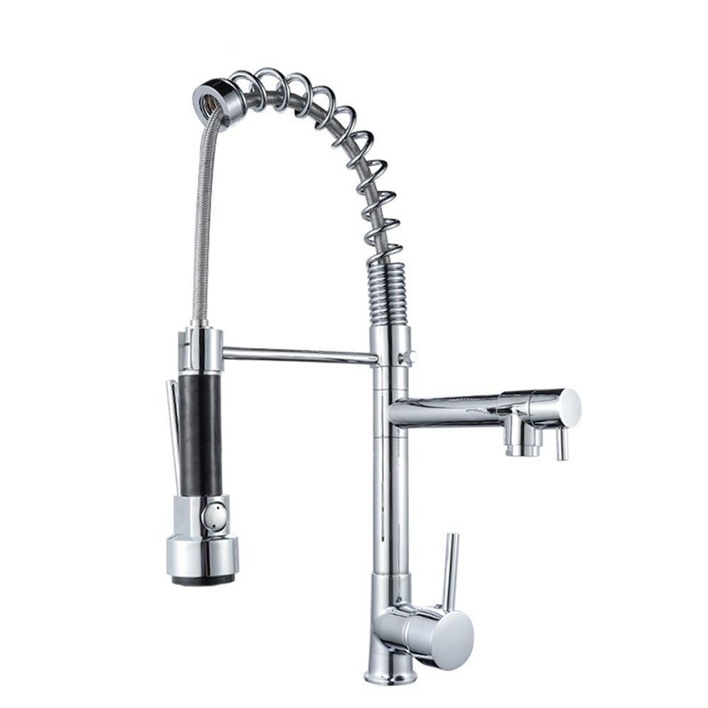 Kitchen Tap, Swivel and Spring Spout Pull Out Tap, Pull Down Sprayer Kitchen Basin Sink Mixer Tap Hot and Cold Water Faucet