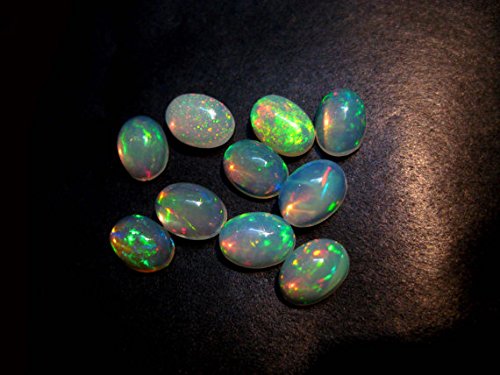 Opale d'Éthiopie naturelle 7x5 mm lot de 5 cabochons calibrés sans défaut de taille